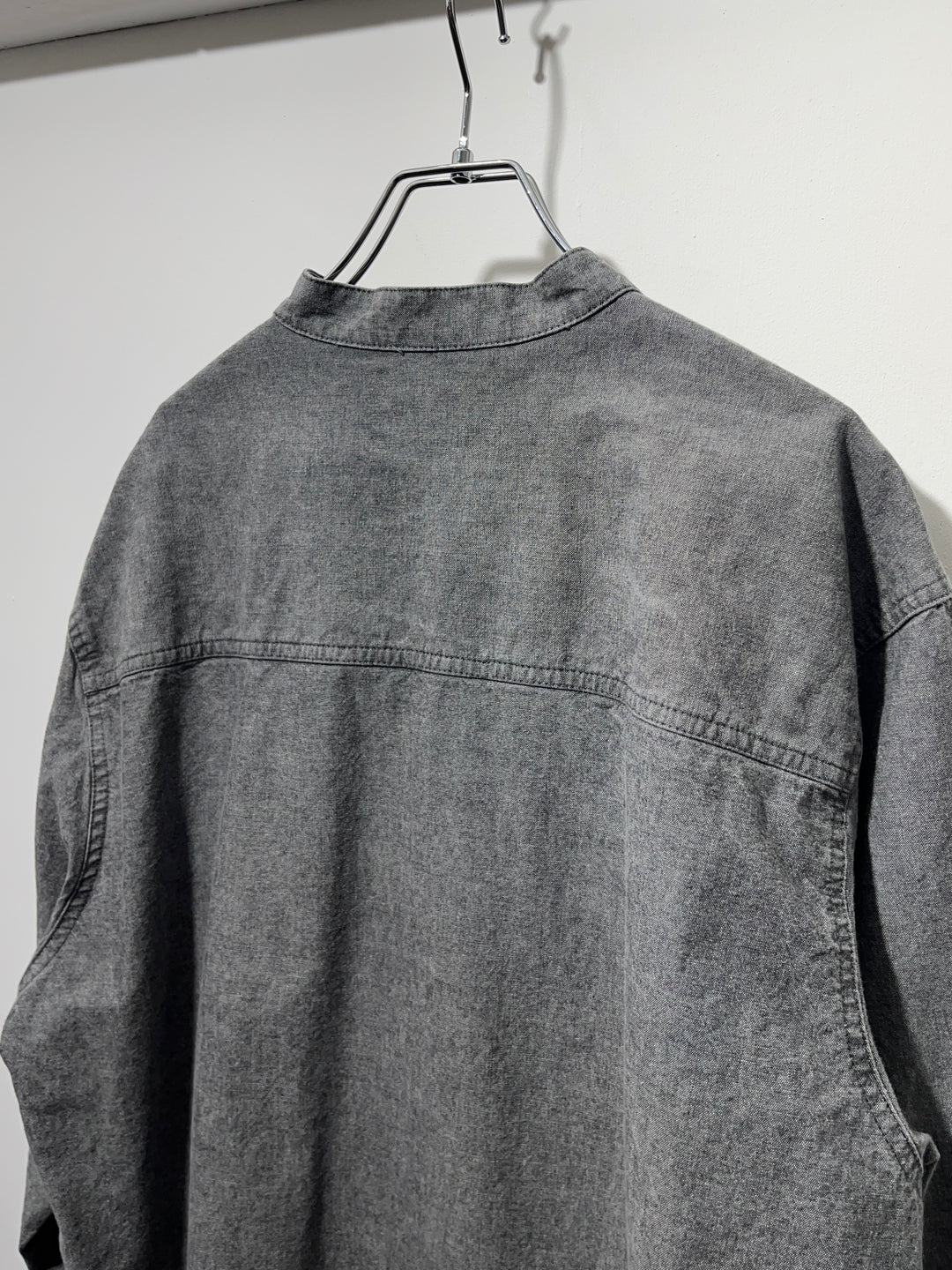 1990s chambray band-collar shirt