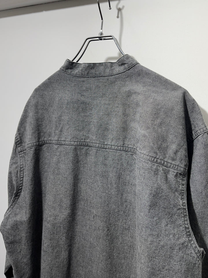 1990s chambray band-collar shirt
