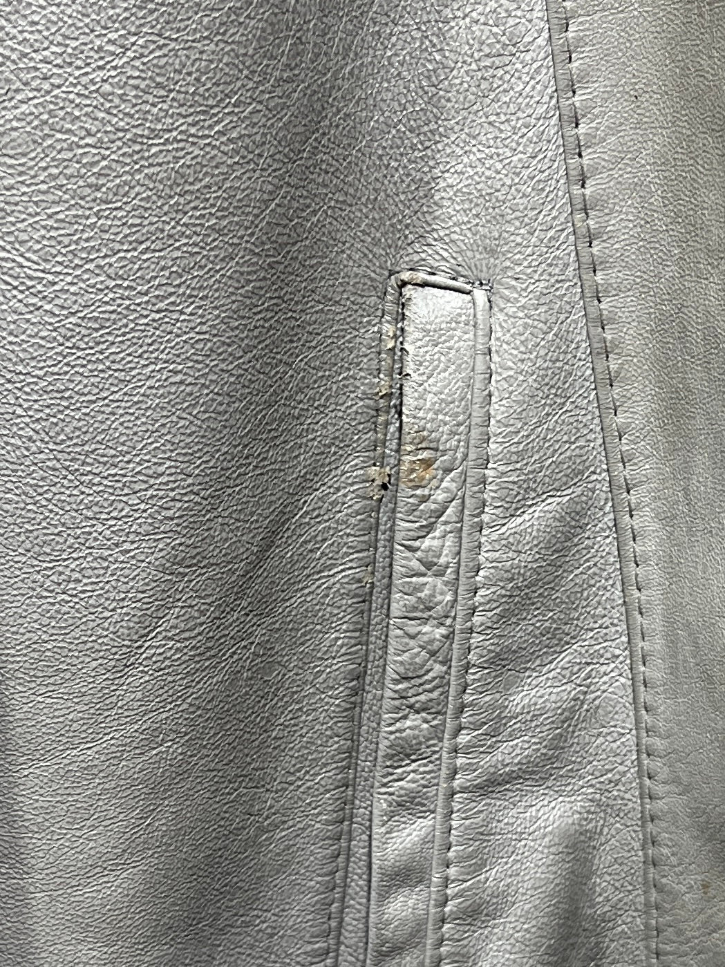1980-90s stone gray stand collar leather jacket