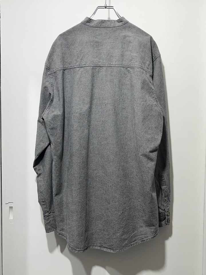 1990s chambray band-collar shirt
