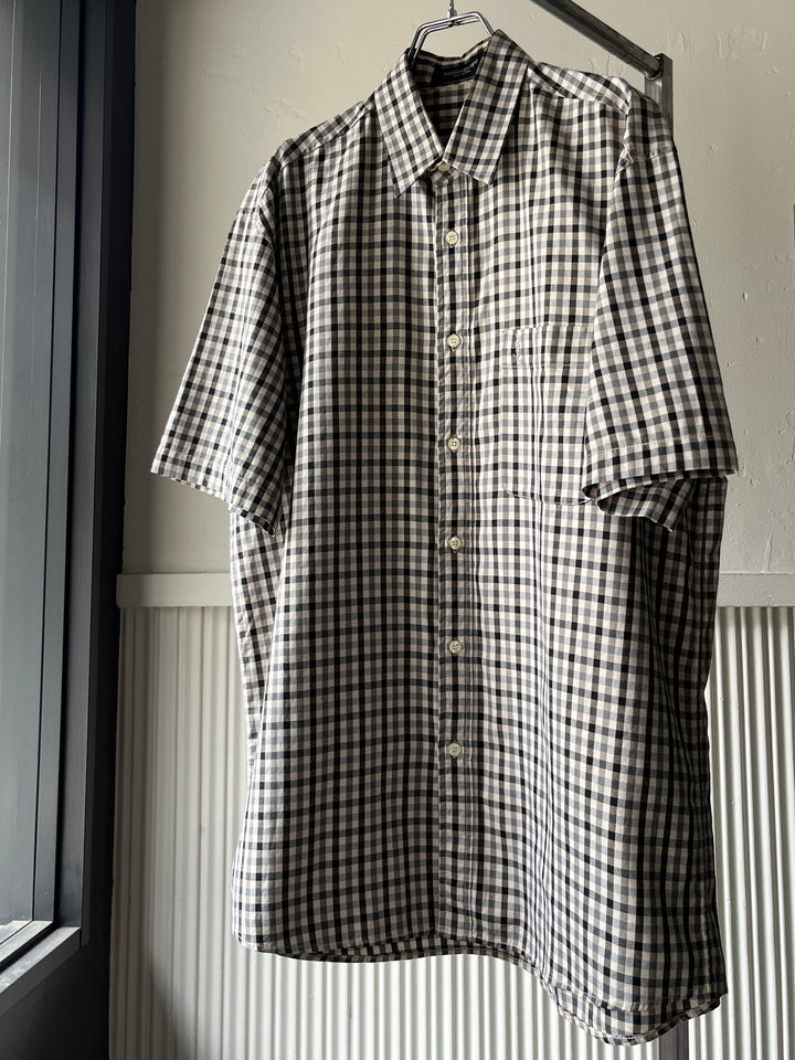 1990s "YVES SAINT LAURENT" gingham check s/s shirt