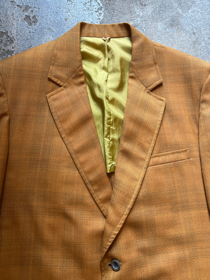 1960-70s orange brown ombré check tailored jacket