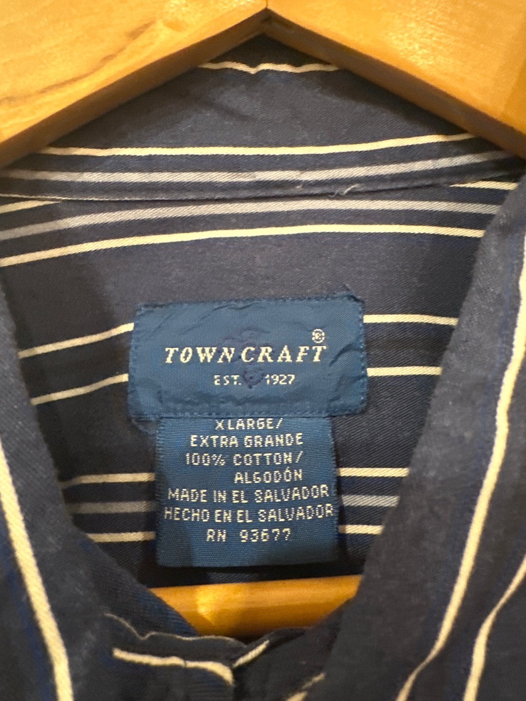 1990s "TOWN CRAFT" navy stripe B.D shirt