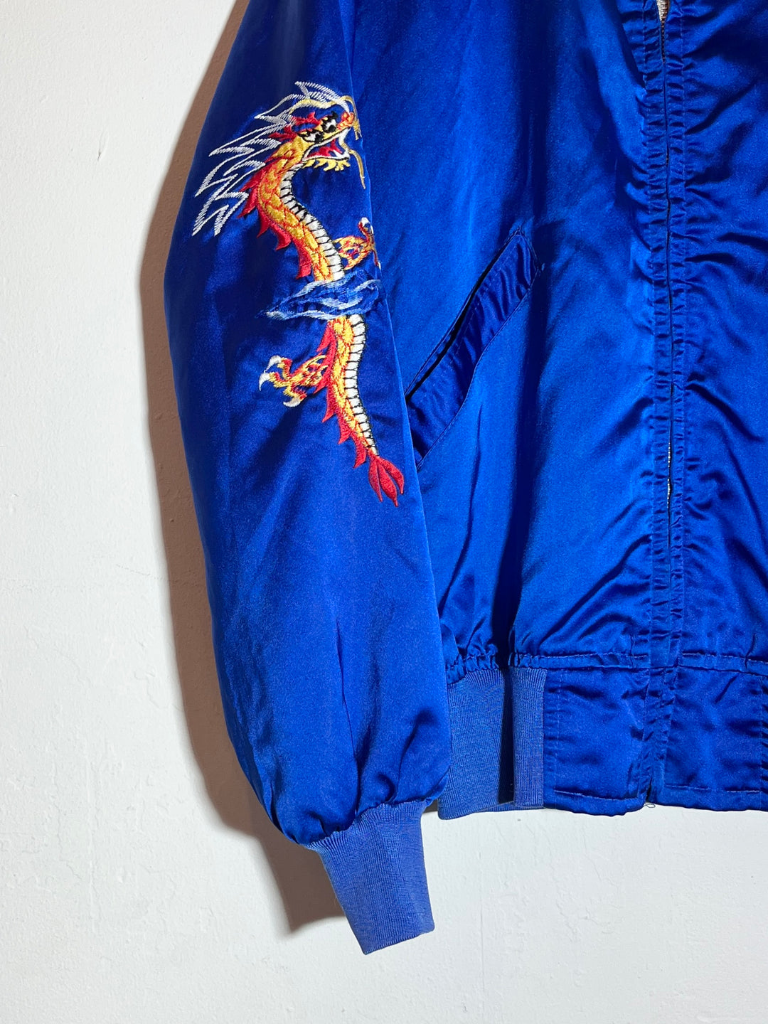 1980s blue color embroidery korean jacket