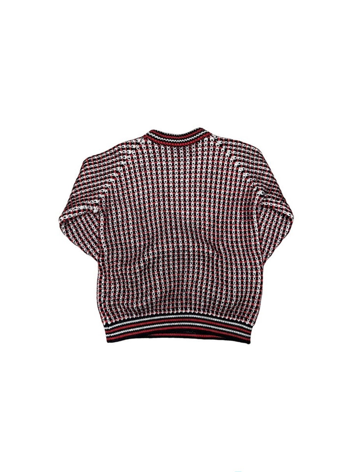 white × red × black links stitch knit