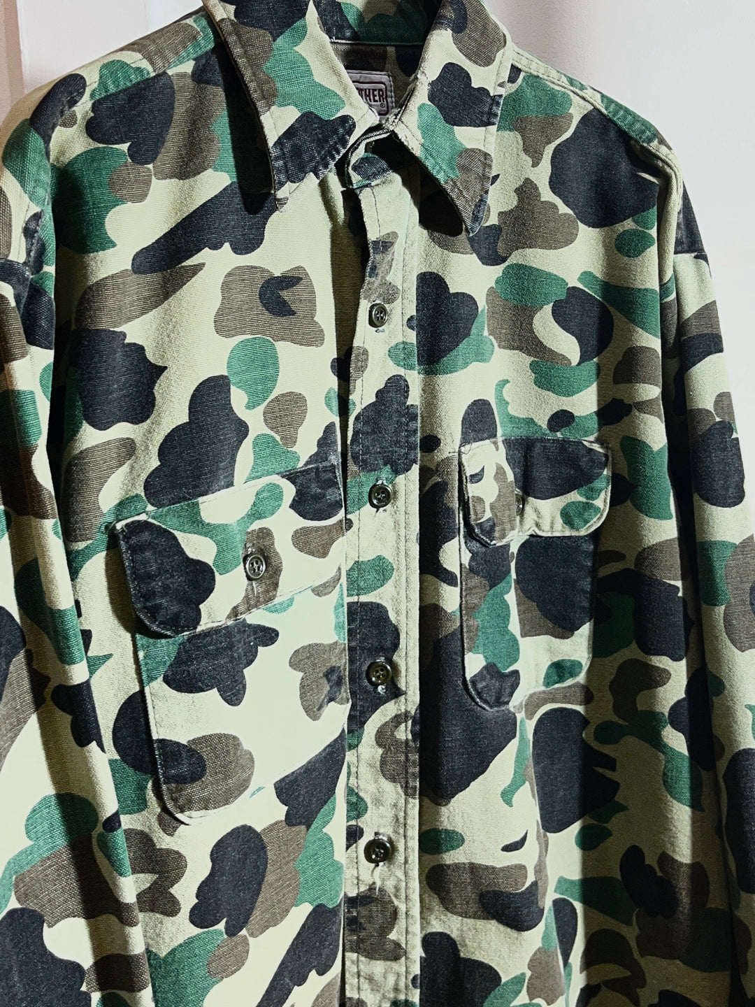 1970-80s USA made "FIVE BROTHER" duck hunter camouflage pattern shirt