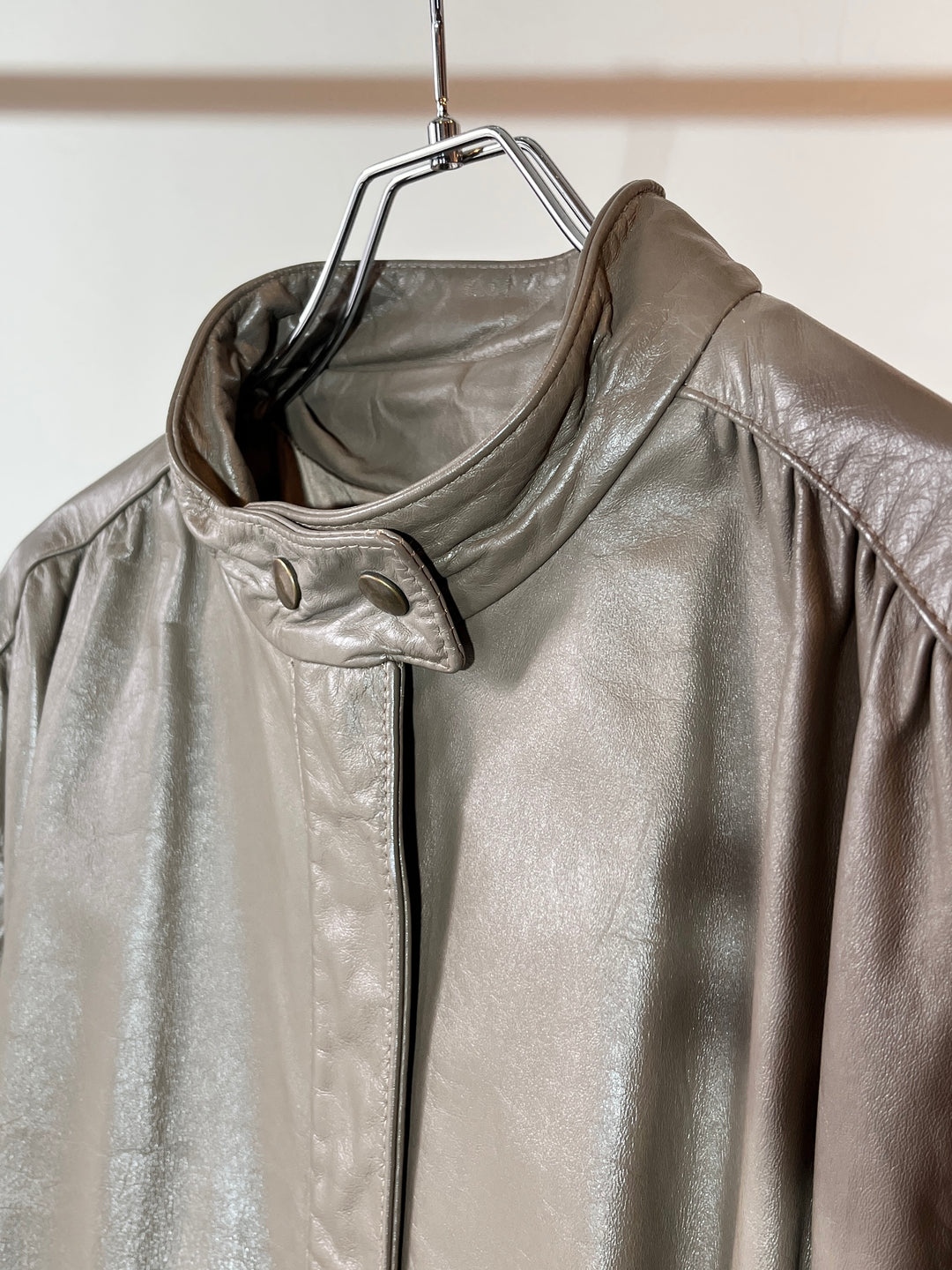 1980s USA made gray × beige panel leather jacket