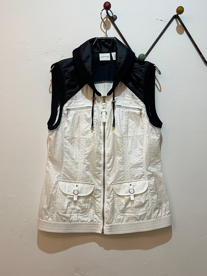 1990-00s black × white design nylon vest