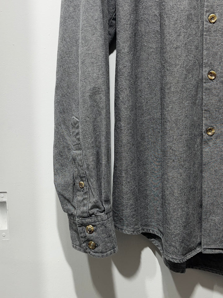 1990s chambray band-collar shirt