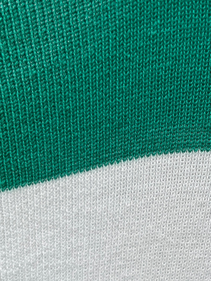 1990-00s "Ralph Lauren" green × white wide striped summer knit