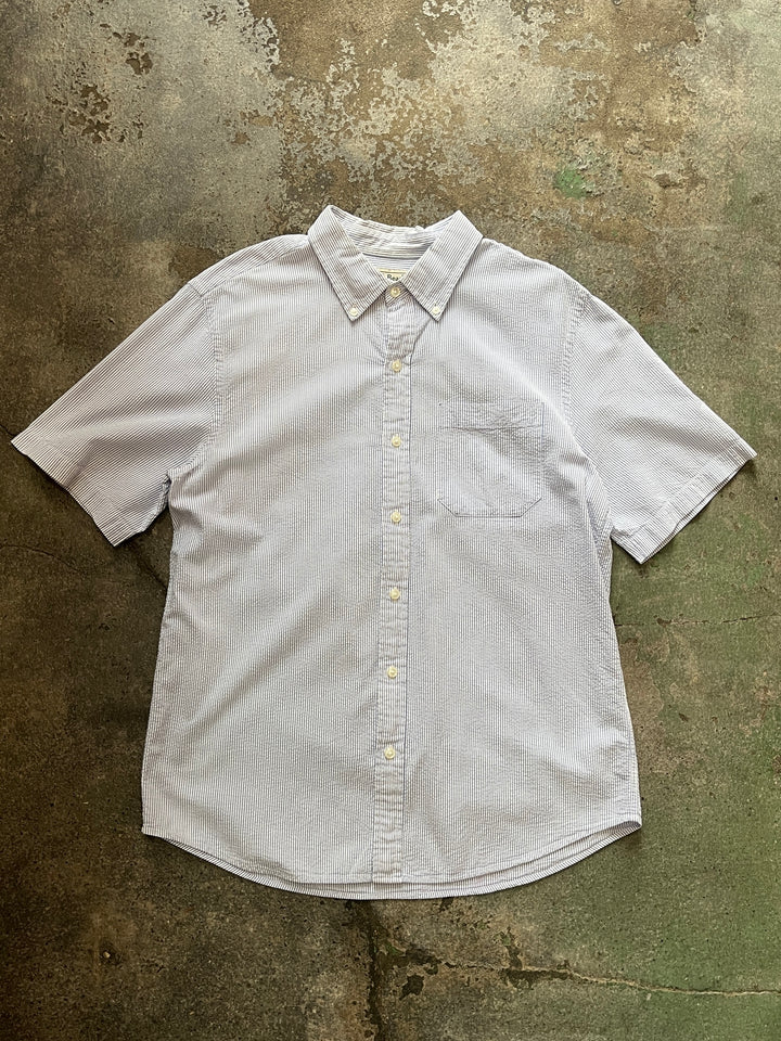 1990-00s "L.L Bean" pin stripe seersucker s/s B.D shirt