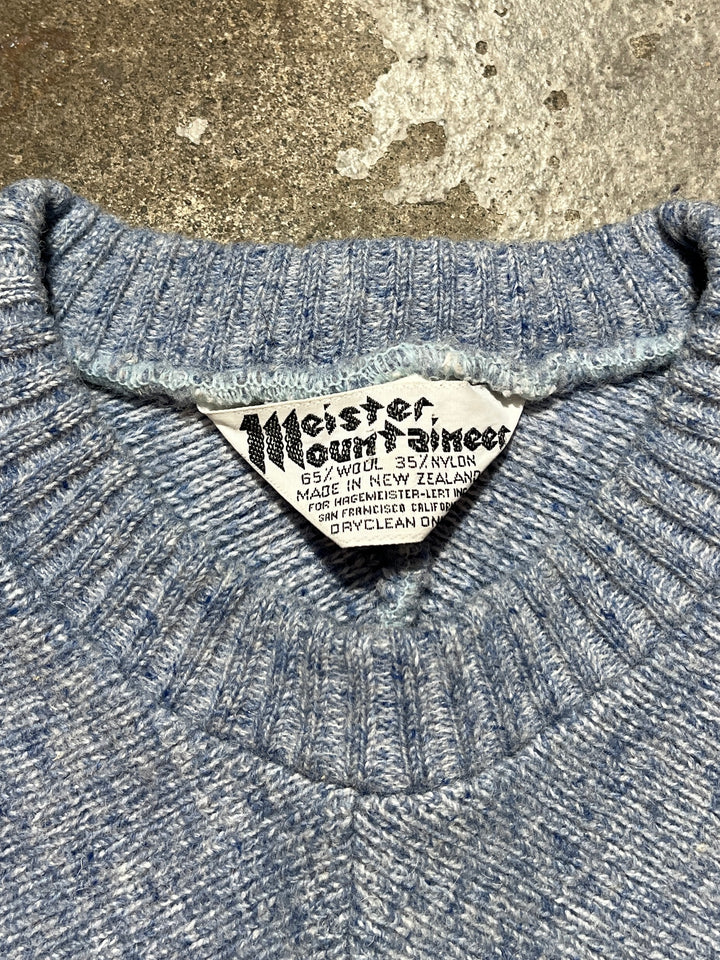 1970s blue gray switching design knit