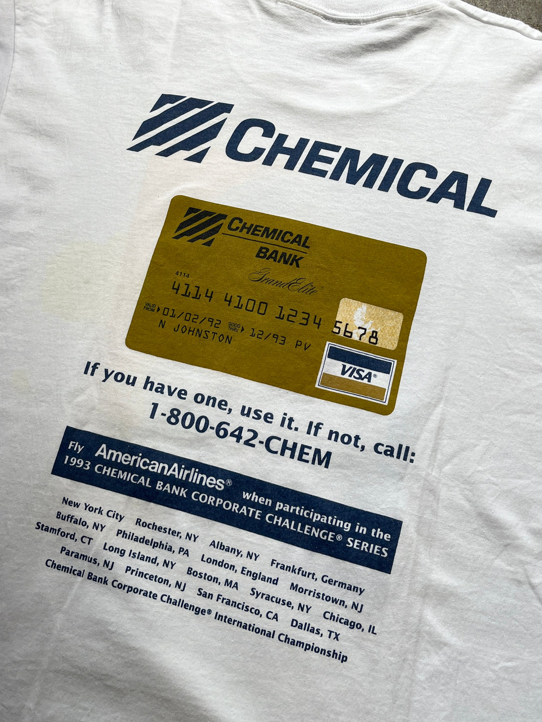 1990s USA made Chemical bank credit card graphic T-shirts