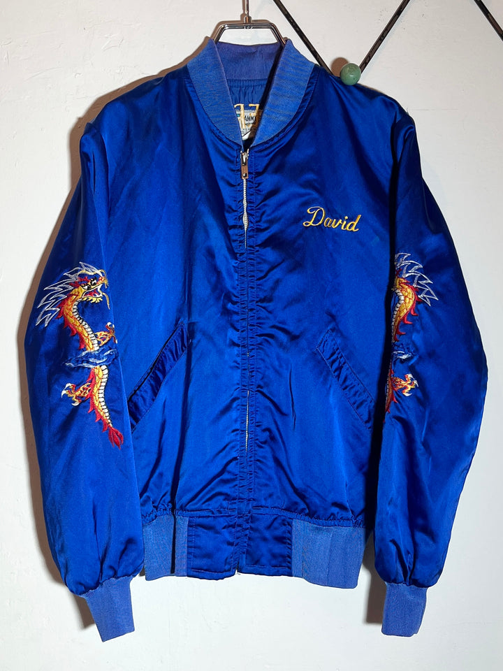 1980s blue color embroidery korean jacket