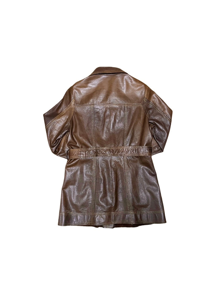 middle length reversible leather jacket