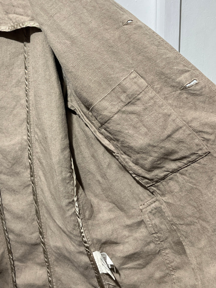 2000s ITALY made "ETRO" beige linen safari jacket