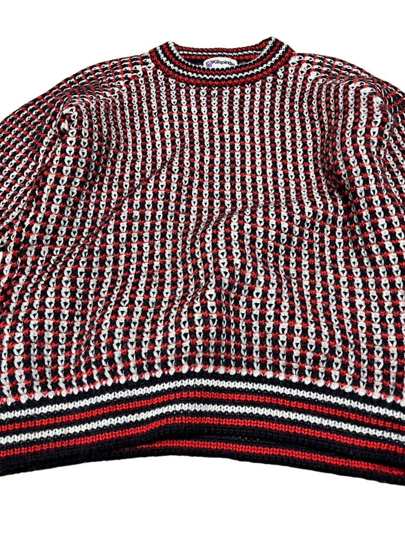 white × red × black links stitch knit