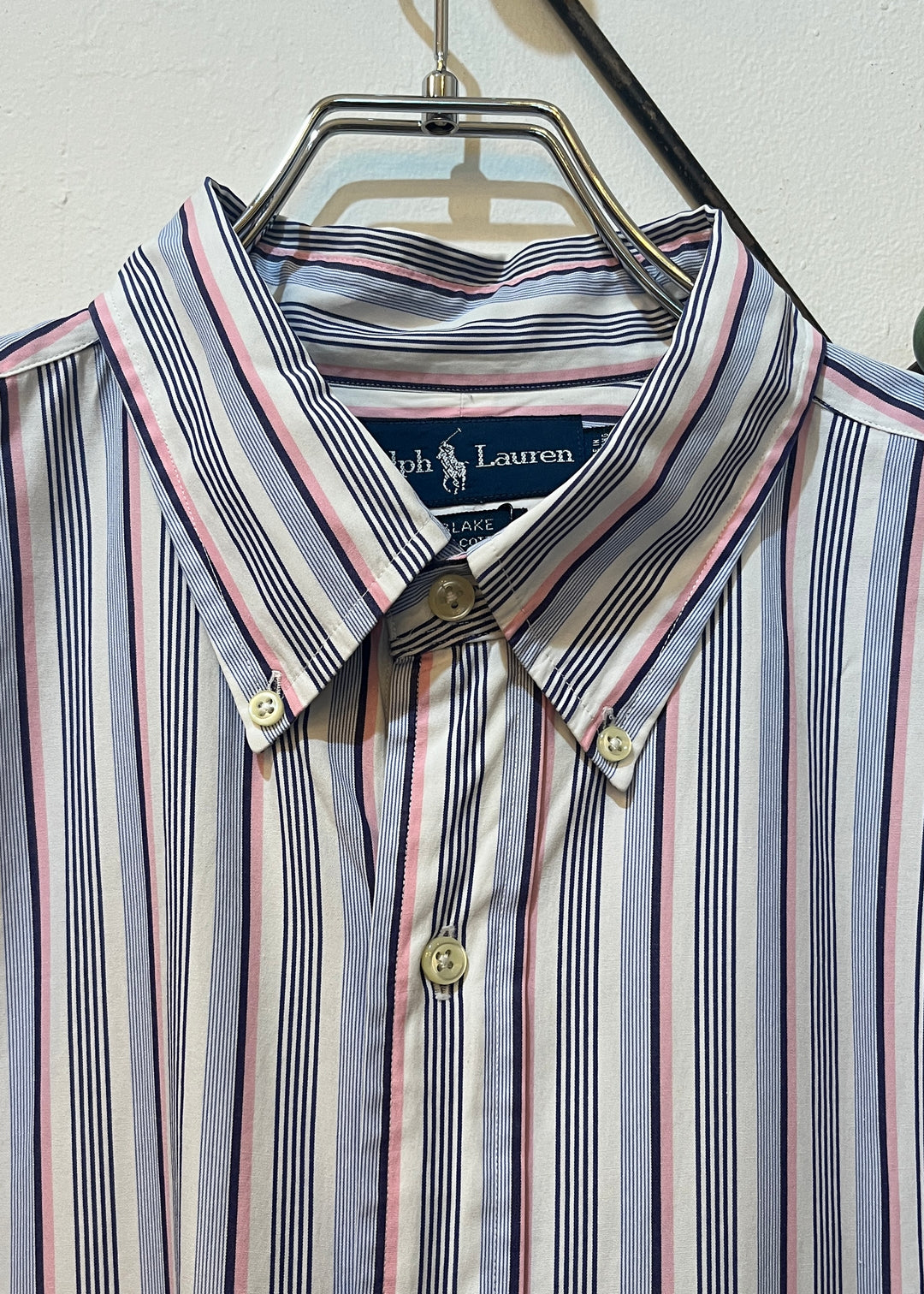 1990s "Ralph Lauren" multi color stripe B.D shirt -BLAKE-