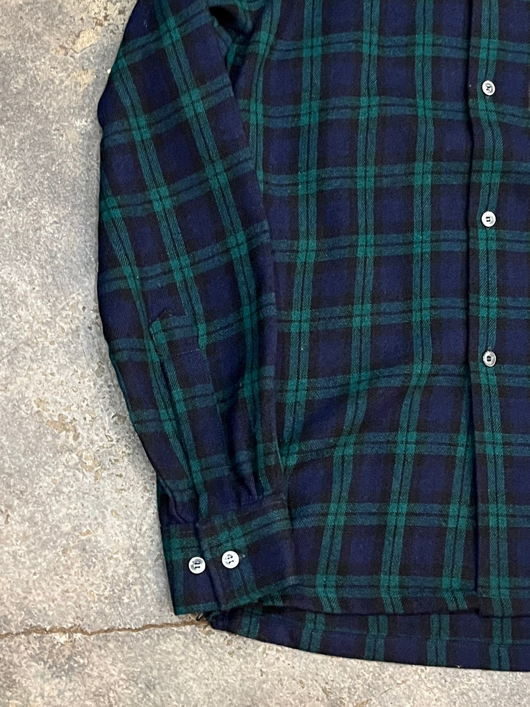 1960s "B.V.D" black watch plaid shirt