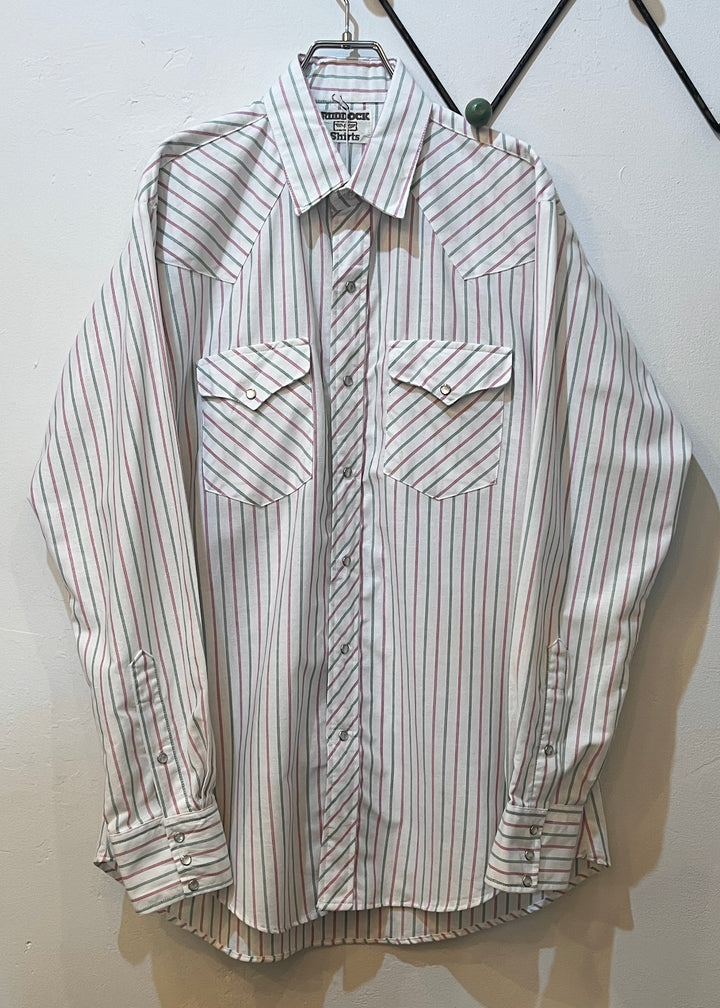 1980s USA made pale color stripe western shirt