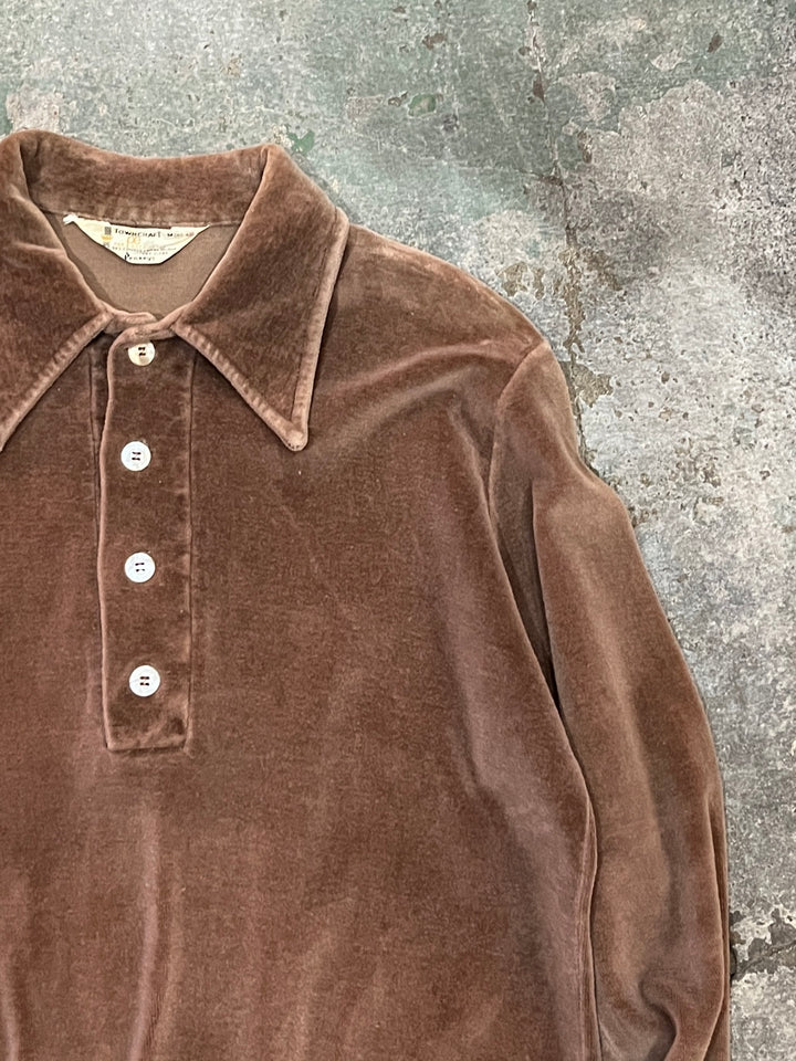 1960s "Penneys TOWNCRAFT" brown velour pullover tops