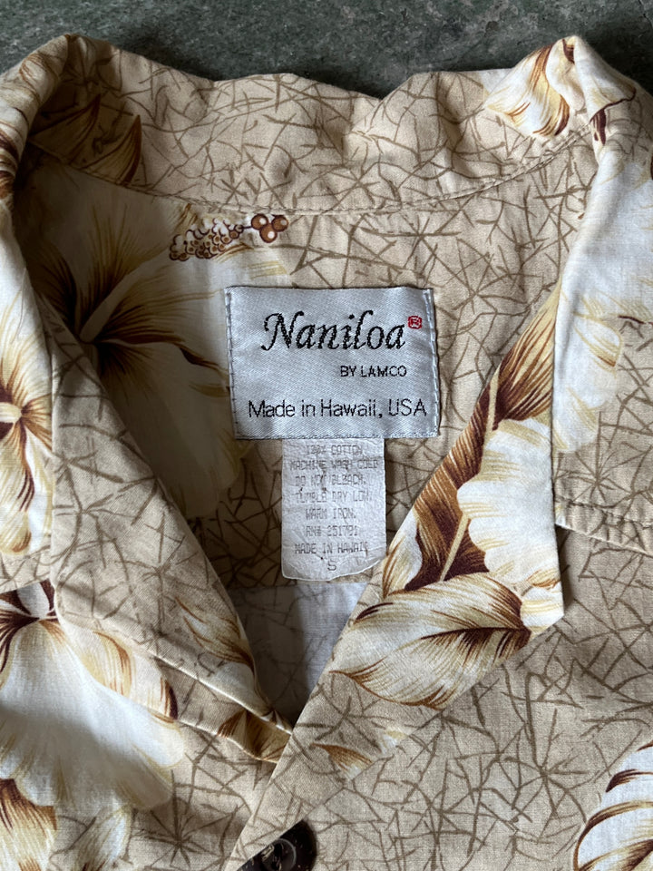 1980-90s "Naniloa" all-over pattern s/s open collar shirt