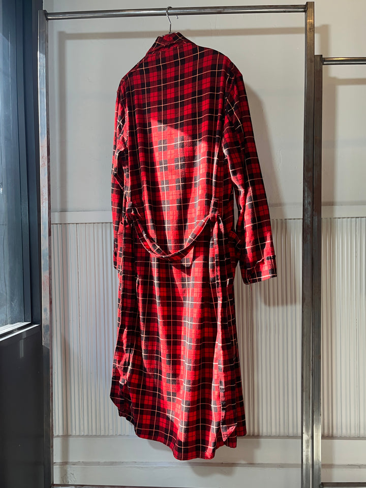 1960s "Pilgrim" red checkered flannel long gown