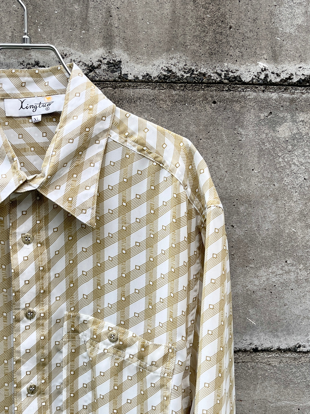 1970s diamond checkered s/s shirt