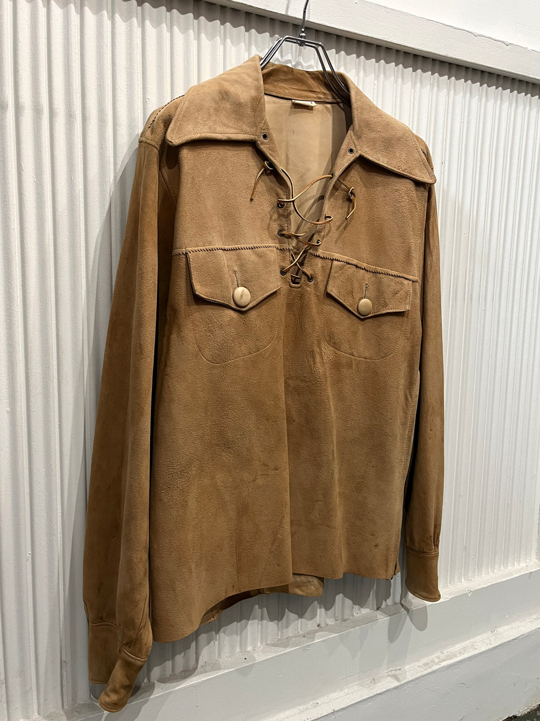 1970s suede leather laceup pullover