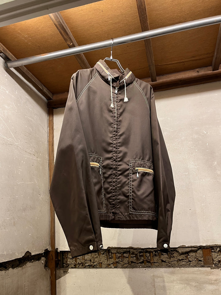 1970s "CAMPUS" brown × white stitch nylon jacket