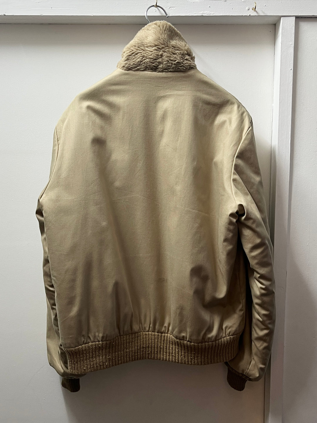 1980s USA made beige boa collar short jacket