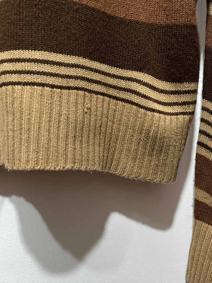 1970s multi brown stripe knit polo