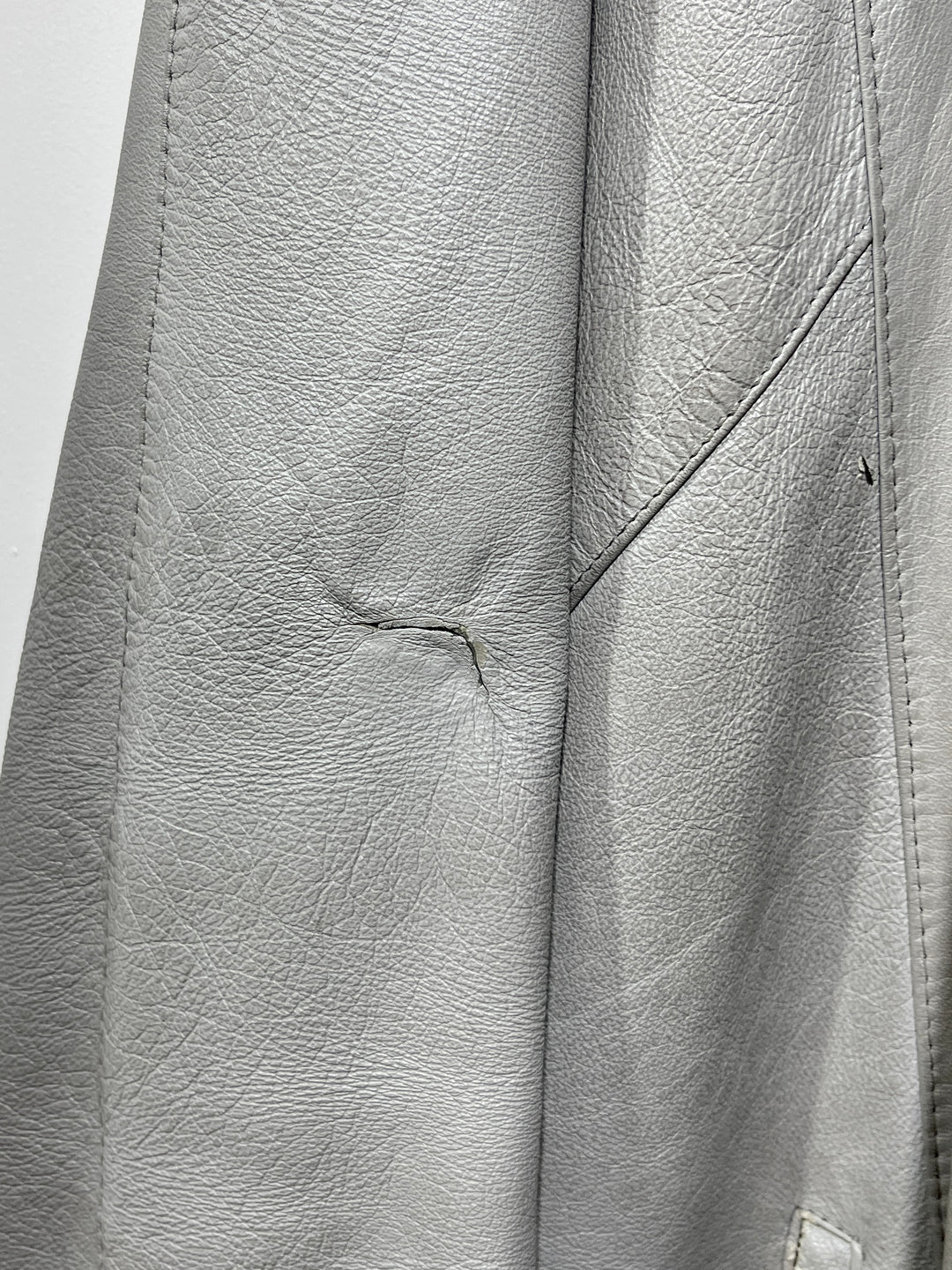 1980-90s stone gray stand collar leather jacket