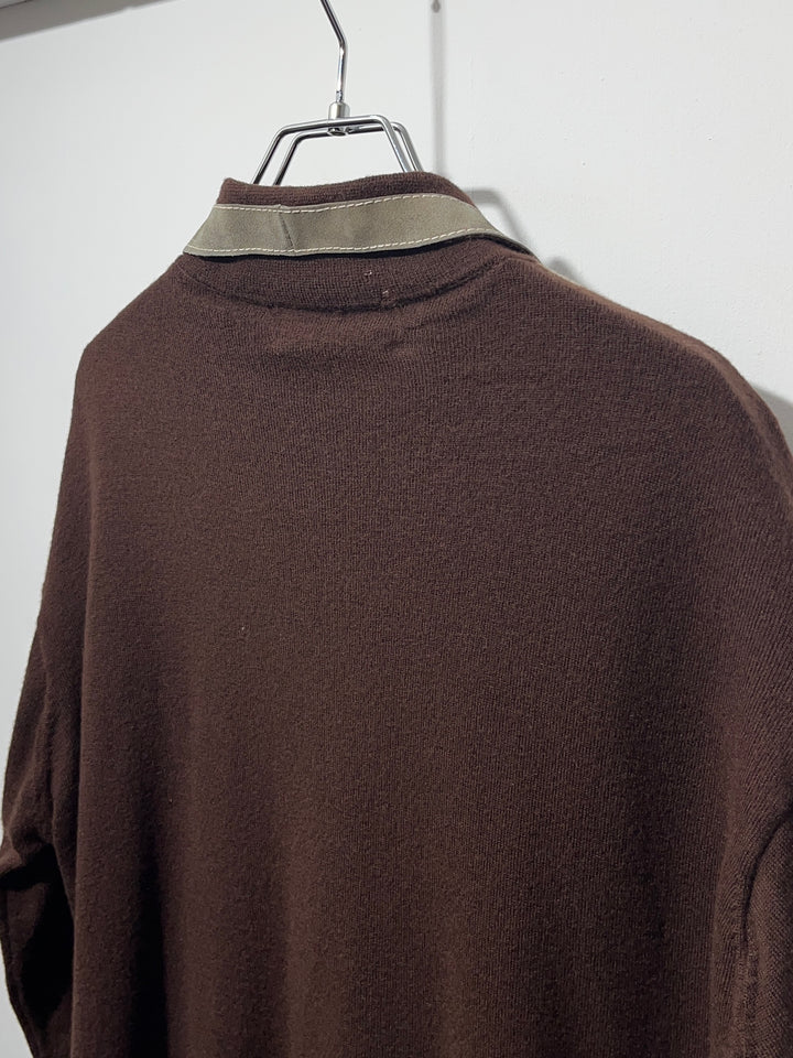 1970s  ITALY made suede panel knit jacket