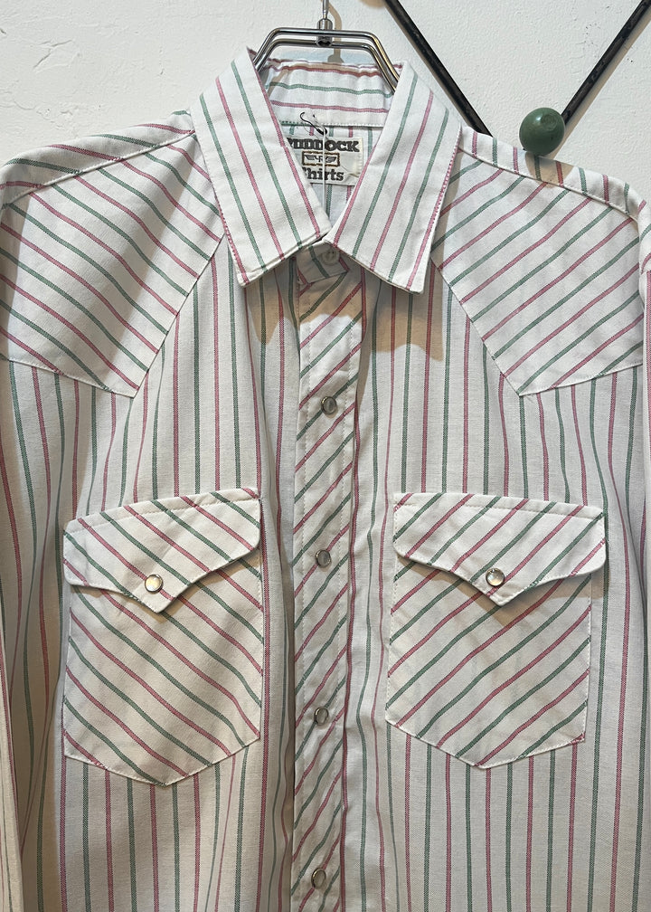 1980s USA made pale color stripe western shirt