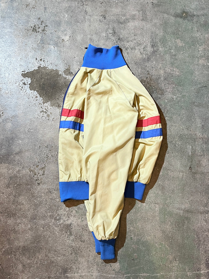 1970s red × blue line high neck blouson