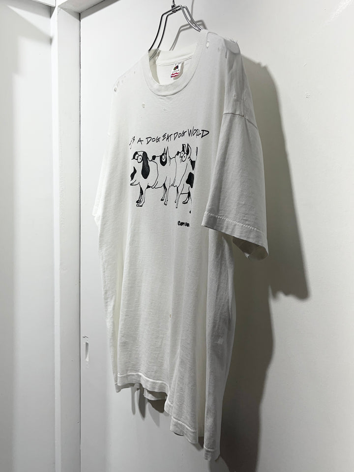1980s USA made "DOG EAT DOG" graphic art T-shirt