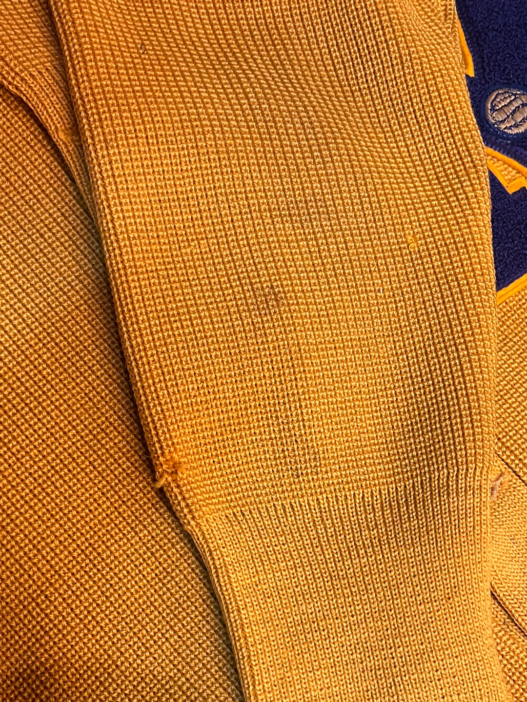 1950-60s mustard letterd knit cardigan