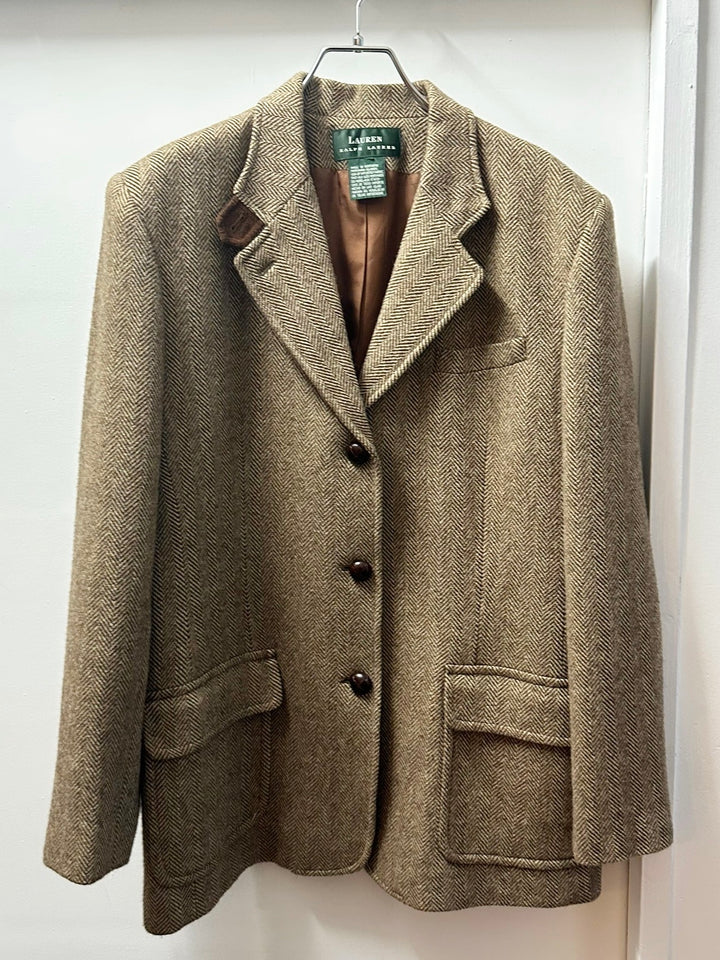 1980-90s "LAUREN RALPH LAUREN" chin strap tweed jacket