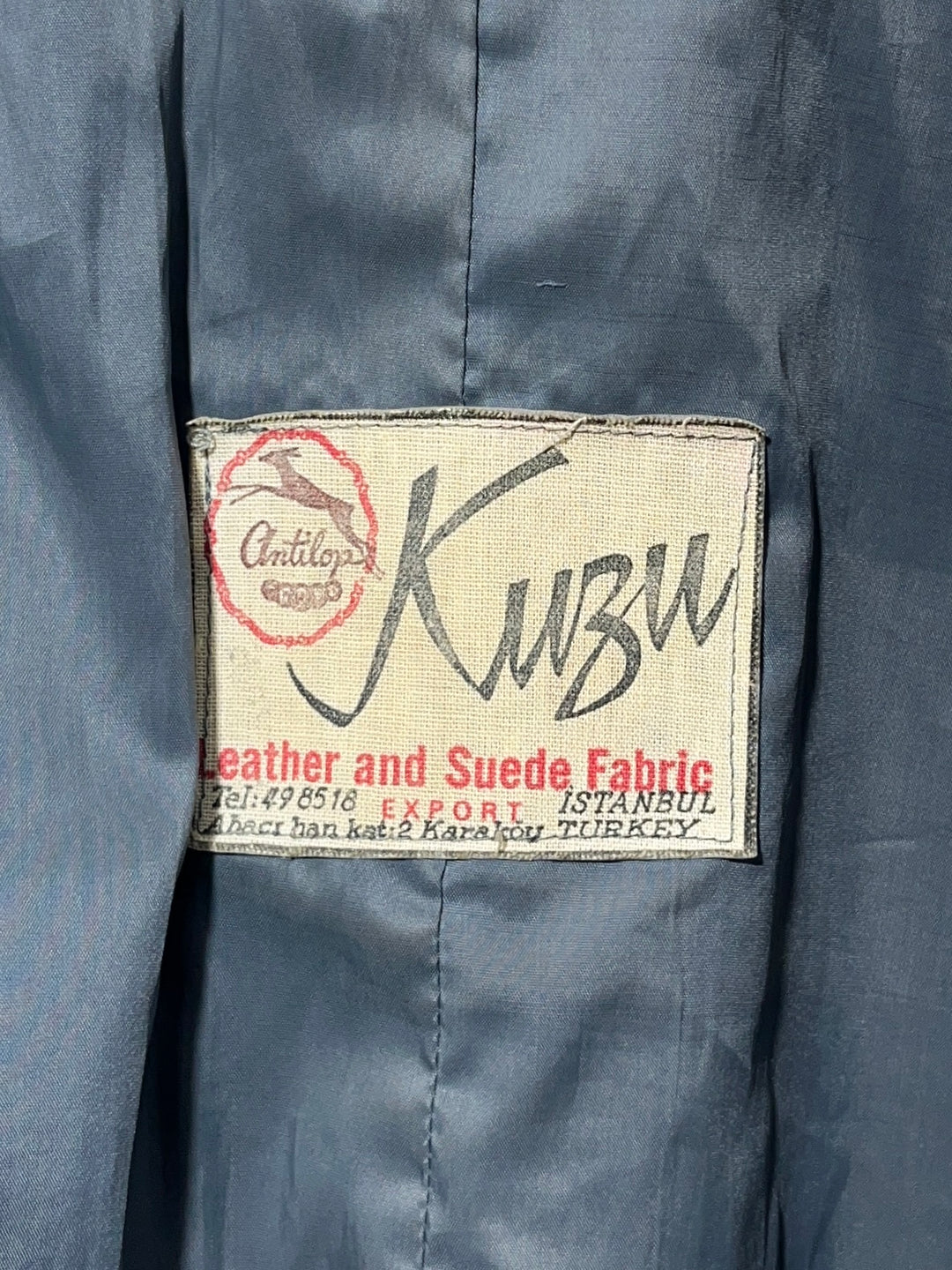 1980-90s stone gray stand collar leather jacket