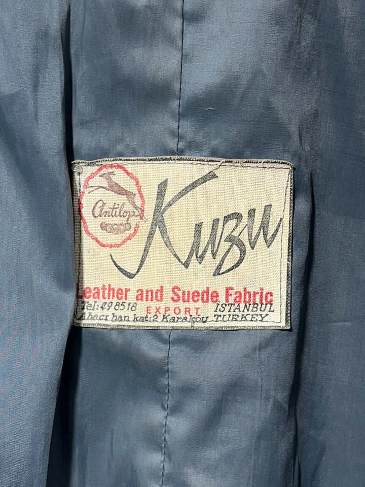 1980-90s stone gray stand collar leather jacket