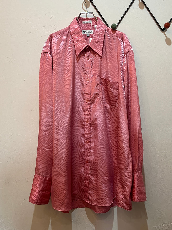 1990-00s pink × shiny total pattern shirt