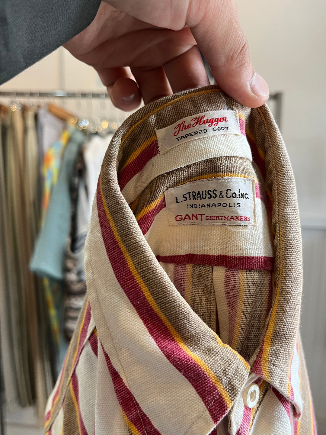 1960s "GANT" vertical stripe B.D shirt