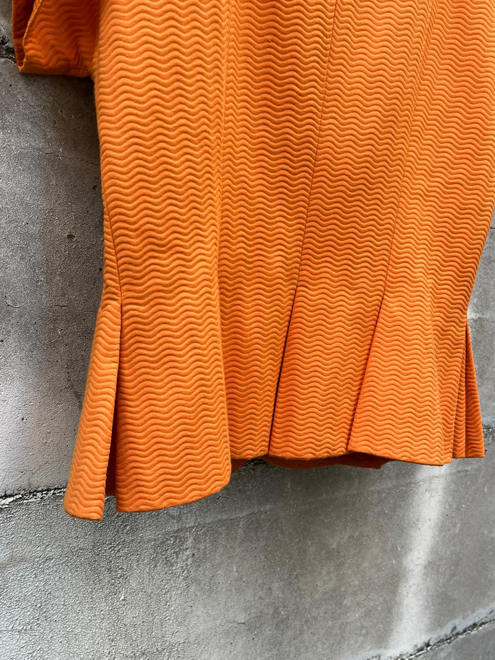 1980-90s "Christian Dior" vivid orange peplum design s/s jacket