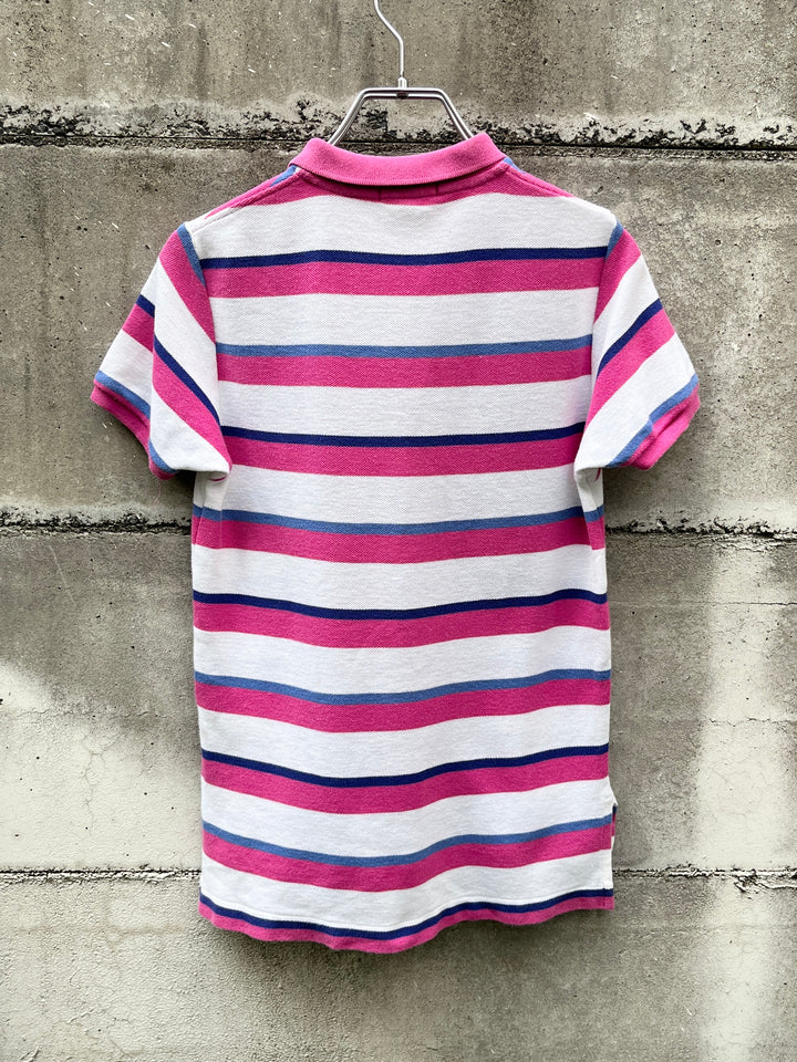 2000s "Ralph Lauren" pink × white × blue striped s/s polo