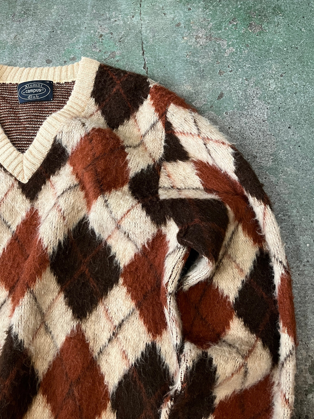 1970s "CAMPUS" argyle mohair knit