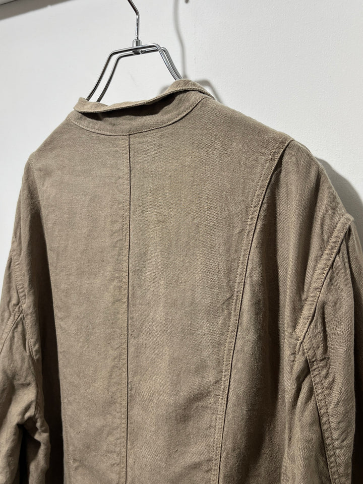 2000s ITALY made "ETRO" beige linen safari jacket