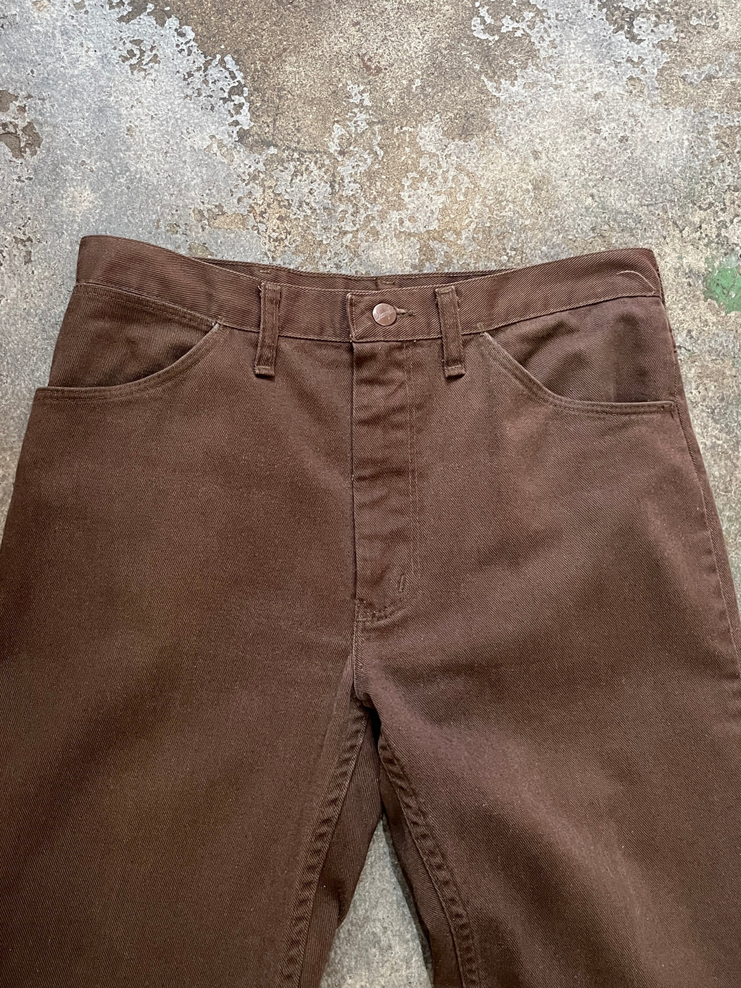 1970s USA made "Wrangler" chocolate brown bootcut pants 34×32