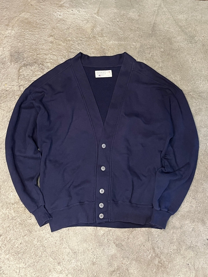 1980-90s USA made "L.L Bean × RUSSELL ATHLETIC" navy sweat cardigan