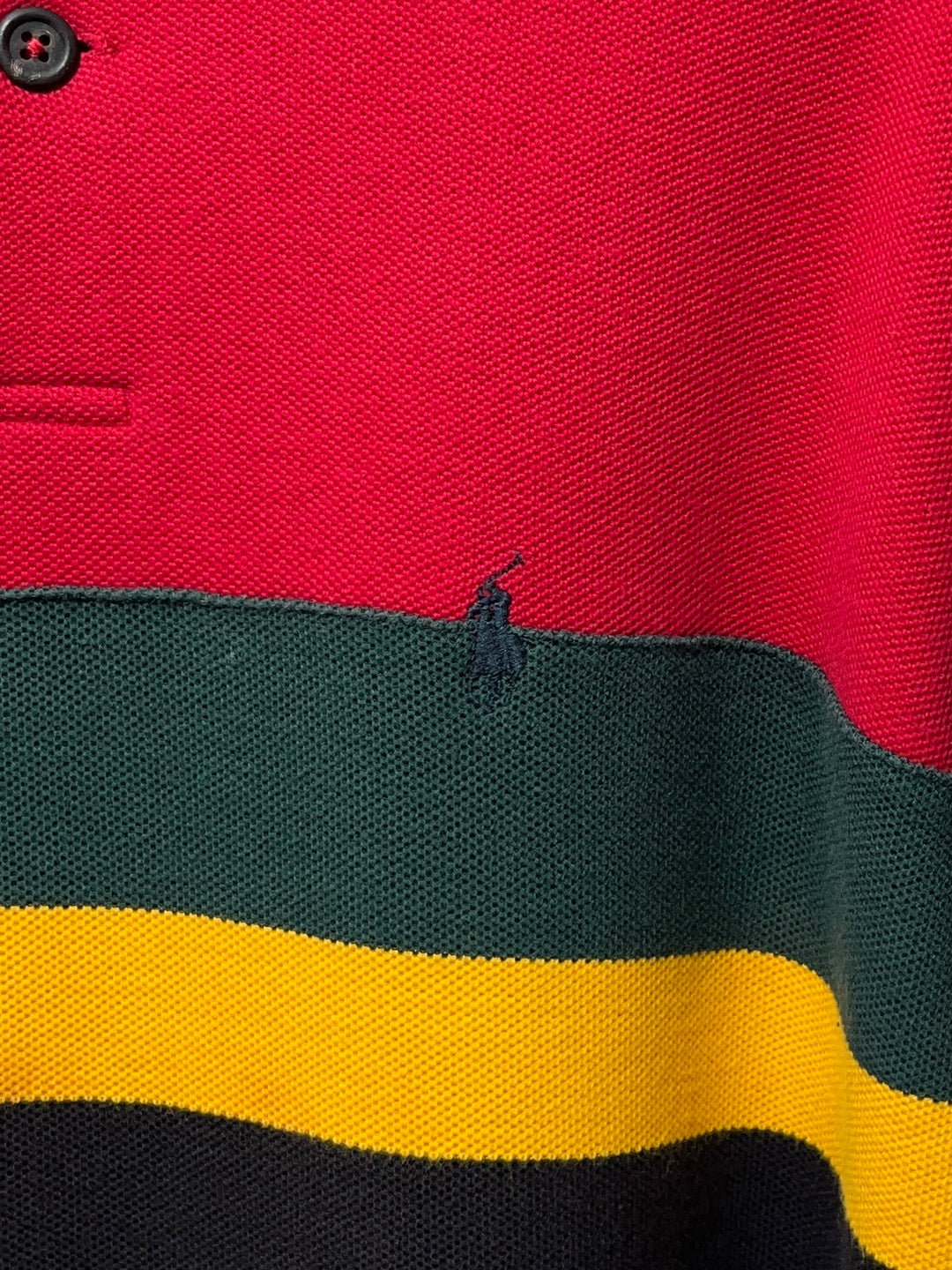 1990s "Polo by Ralph Lauren" rasta stripe rugby shirt